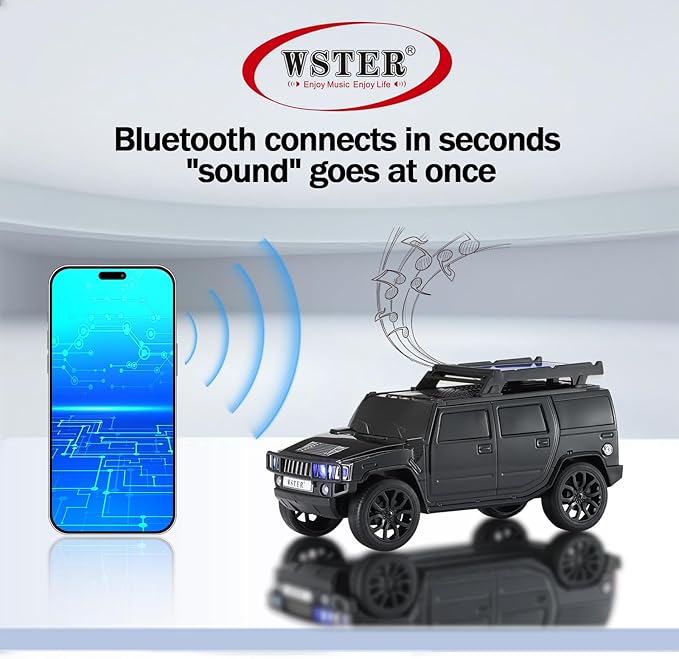 WSTER WS-696 Solar Bluetooth Replica Speaker – Portable Modern Off-Road Car - Image 7