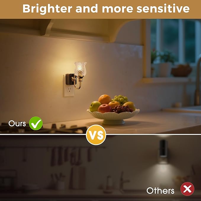 L LOHAS LED Night Lights Plug into Wall, 3000K Soft White LED Floral Night - Image 6