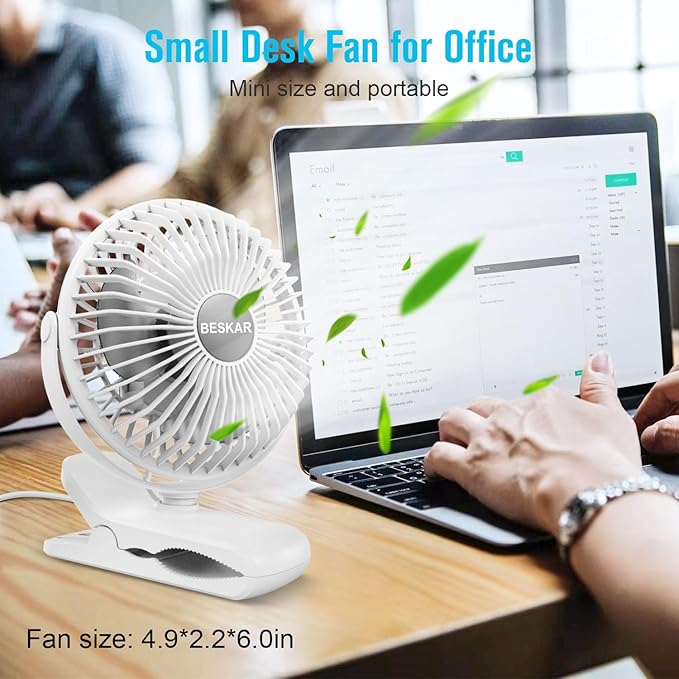 BESKAR Clip on Fan, 360° Rotation Quiet Stroller Fans - Image 2