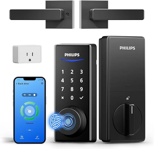 Philips WiFi Smart Lock with Handle, Fingerprint Keyless Entry Door Lock with by Philips