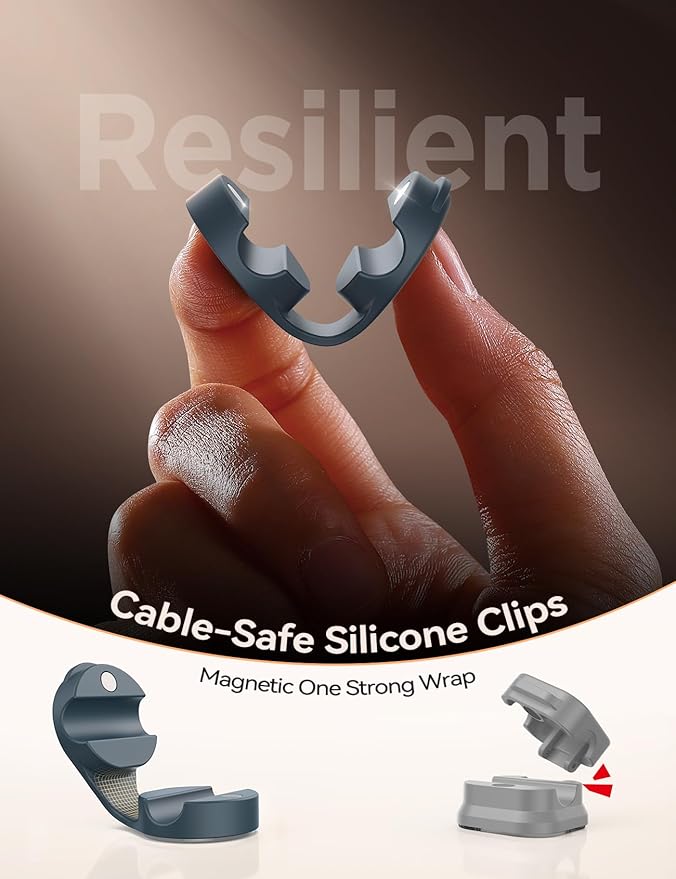 8-Pack Silicone Cord Organizer Magnetic Cable Clips, Adhesive Cable Management - Image 2