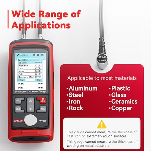 Wintact Digital Ultrasonic Thickness Gauge, Range 0.039 to 11.81 in - Image 5