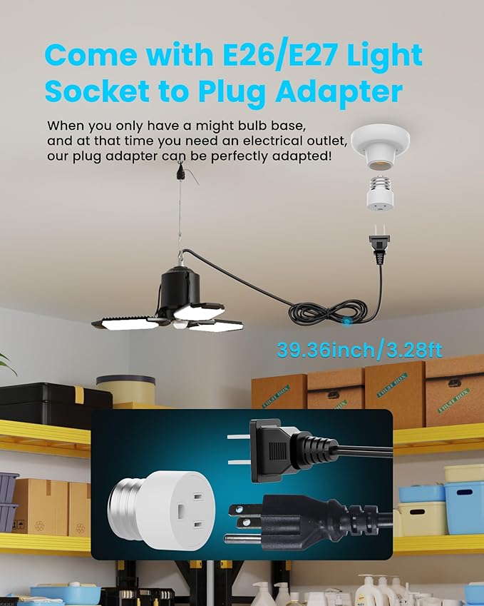 Kryoza Motion Sensor Garage Light Plug-in 80W 8000LM, Motion Activated Led Shop - Image 4