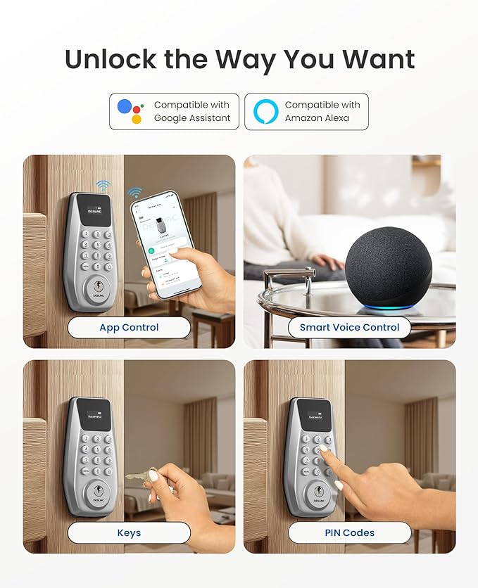 DESLOC C100 Plus Built-in WiFi Smart Lock, Keyless Entry Door Lock - Image 2