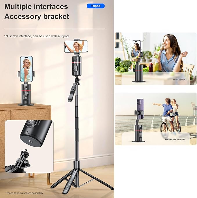 MQOUNY Auto Tracking Phone Holder, 360° Rotation Phone Camera Mount Smart - Image 6
