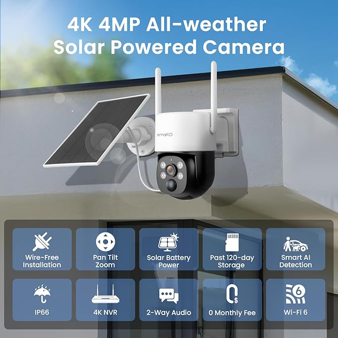 XMARTO Solar Camera Outdoor Wireless, All-Weather Solar Charge, Two-Way Audio - Image 2