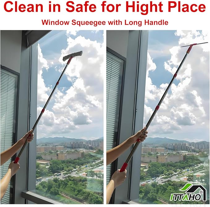 ITTAHO Squeegee for Window Cleaning, Extendable Window Cleaner for Car - Image 3