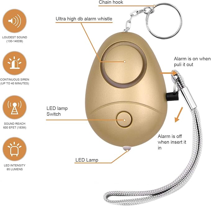 KOSIN Safe Sound Personal Alarm, 6 Pack 140DB Personal Security Alarm Keychain - Image 3