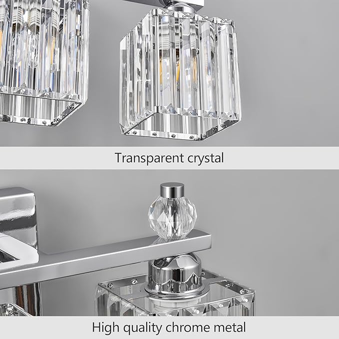 FDPBY Vanity Lights 4-Light Modern Crystal Vanity Light Chrome Bathroom Light - Image 4