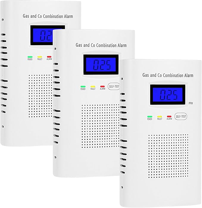 3 Pakcs Combination Gas & Carbon Monoxide Detector, Plug in Carbon Monoxide by Awatin