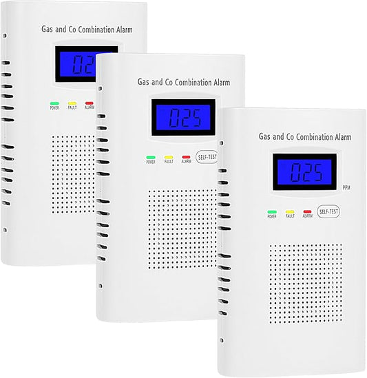3 Pakcs Combination Gas & Carbon Monoxide Detector, Plug in Carbon Monoxide by Awatin
