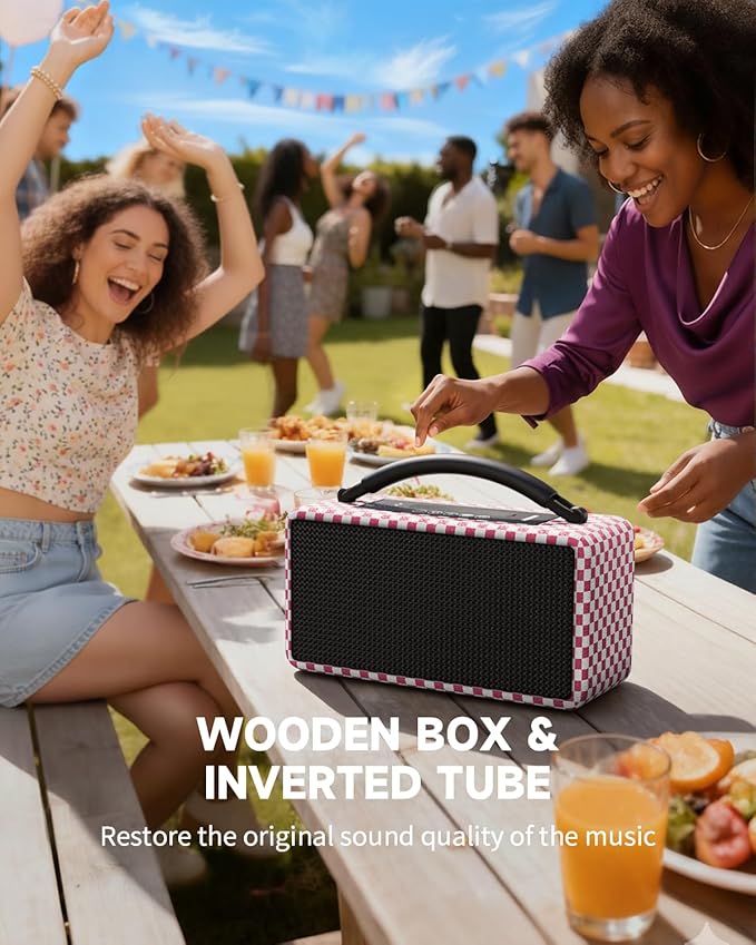 DINDIN Portable Bluetooth Speaker： 80W, 20H Playtime, Wireless Big Wood Boombox - Image 7