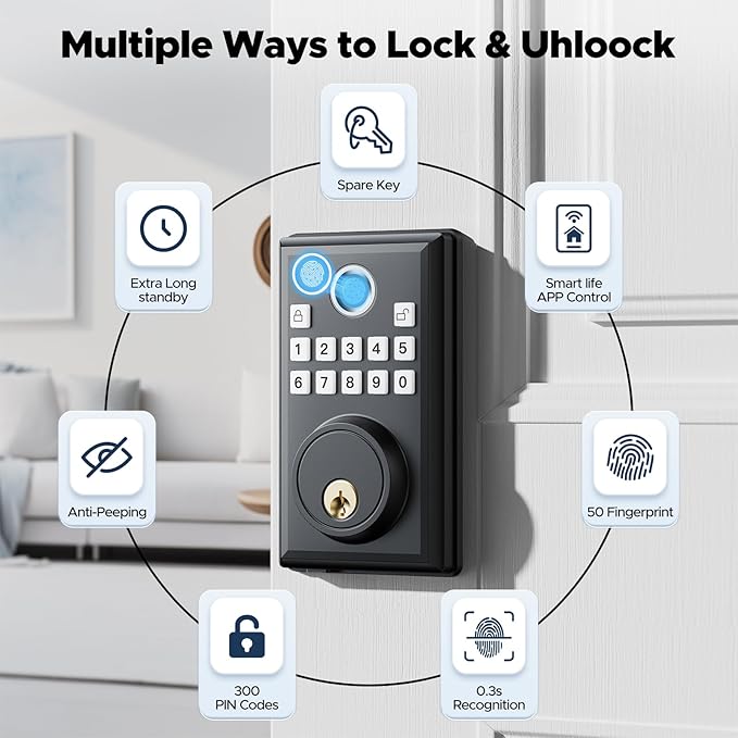 CAMCAMP Keyless Entry Door Lock, Fingerprint Door Lock - Image 2