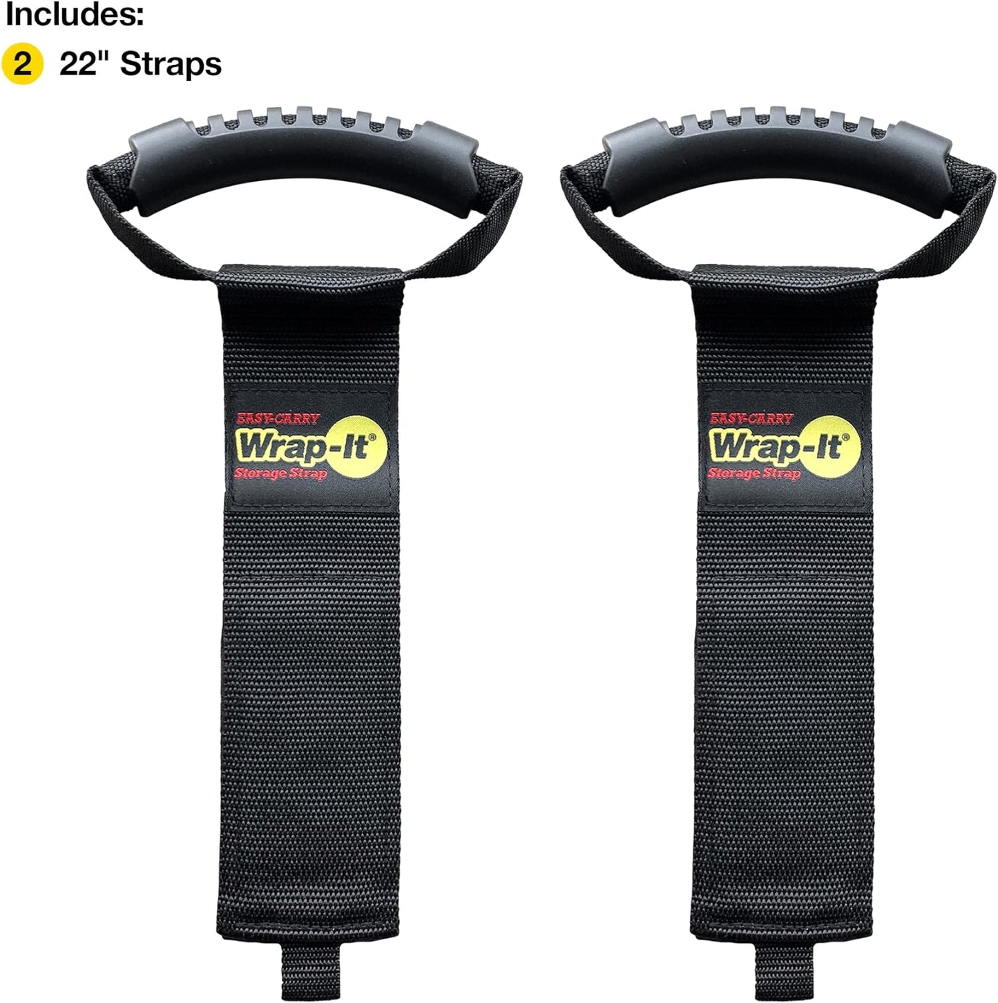 Easy-Carry Wrap-It Storage Straps - 22" (2-Pack) | Heavy-Duty Hook and Loop Cord Carrying Strap, Hanger, and Organizer with Handle for Pool Hoses, Garden Hoses, Cords, Cables