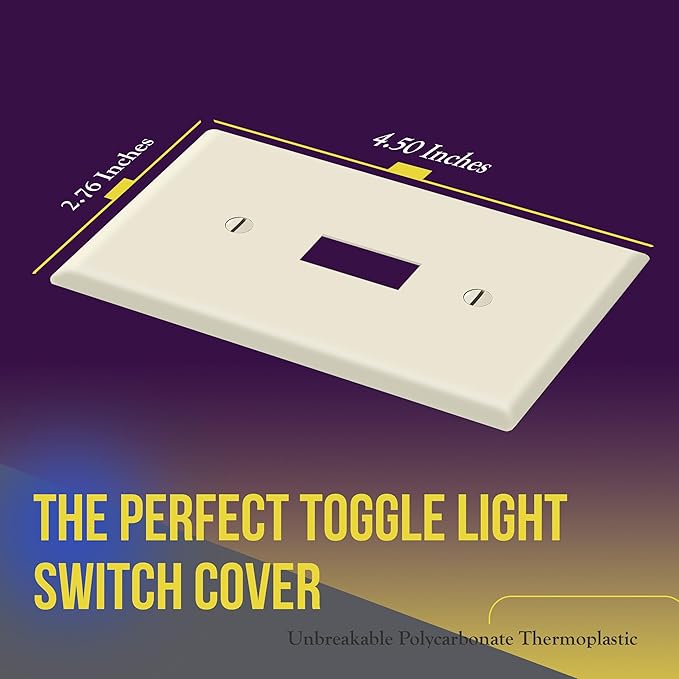 ENERLITES Toggle Light Switch Wall Plate, Standard Size 1-Gang 4.50" x 2.76" - Image 2