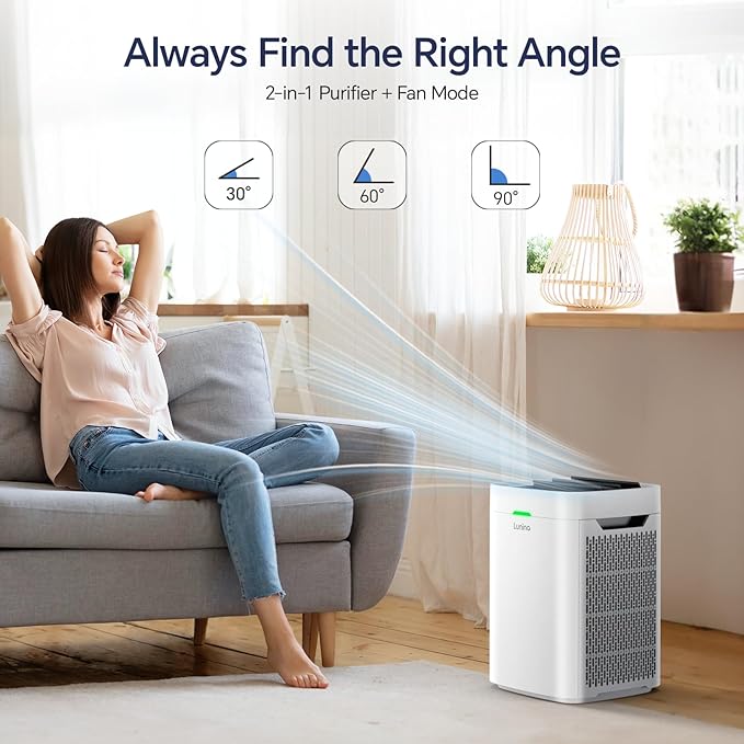 LUNINO Air Purifiers for Home Bedroom Dorm Room Apartment, Double-sided HEPA - Image 9
