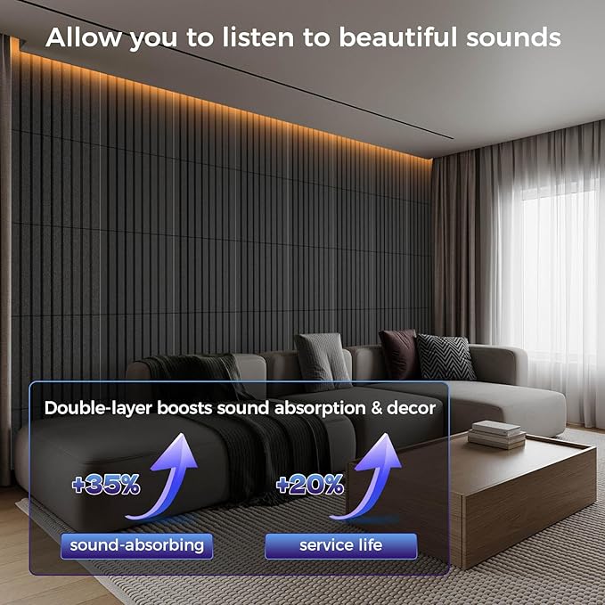 BSHEAD 12 Pack Large Soundproof Wall Panels, 15.7 x 15.7 x 0.47 in Sound Proof - Image 3