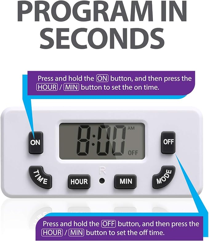Fosmon 24 Hour Programmable Digital Timer Outlet, ON/Off Program, LCD Display - Image 4