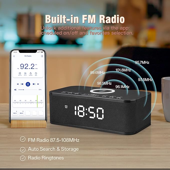 Dual Alarm Clock Radio Bedroom, Digital Alarm Clocks Bedrooms Bluetooth - Image 6