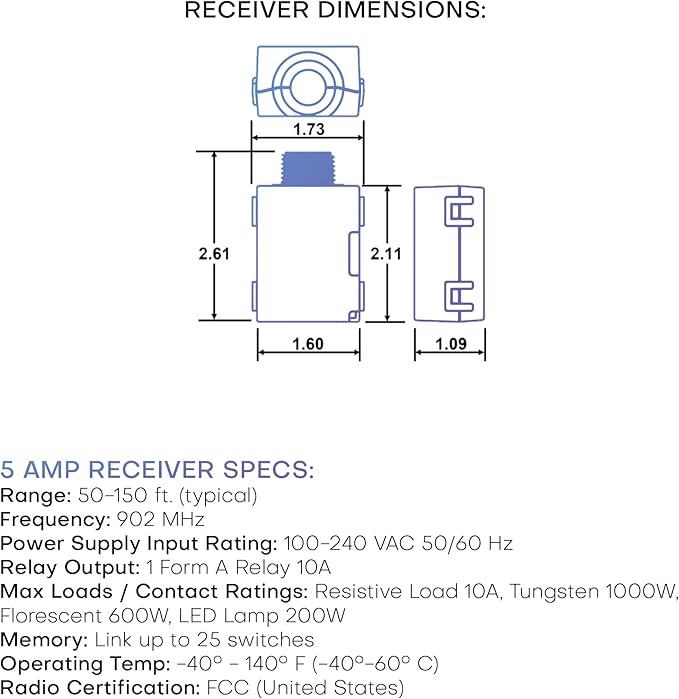 RunLessWire 5 Amp On/Off Receiver Add-On RF Relay Compatible - Image 6