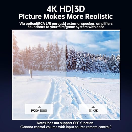 4K HDMI Audio Extractor Converter, HDMI Audio Video Splitter Adapter + Optical - Image 4