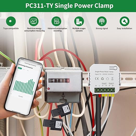Smart Energy Monitor with 2PCS 120A CT Clamps Home Electricity Usage Meter - Image 5