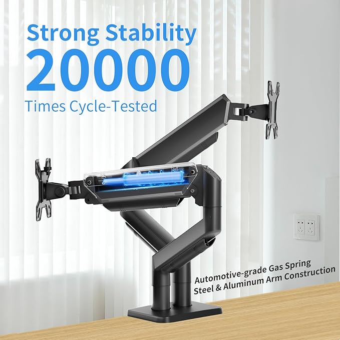 Dual Monitor Stand for 13 to 32 inch Screens, Gas Spring Monitor Arm - Image 6