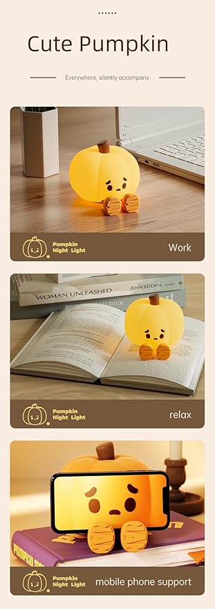 ATSUI Pumpkin Night Light, Halloween LED Squishy Novelty Lamp, Food Grade - Image 7