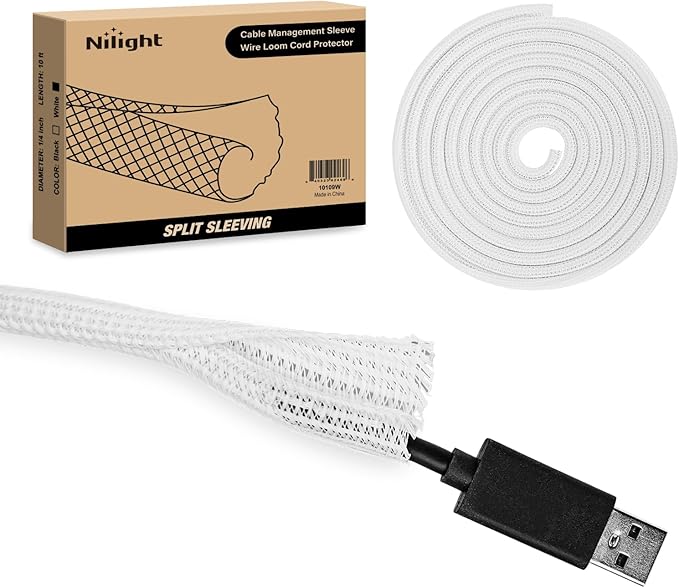 Nilight Cable Sleeve, 10ft-1/4inch Cord Management Sleeves, Braided Sleeving by Nilight