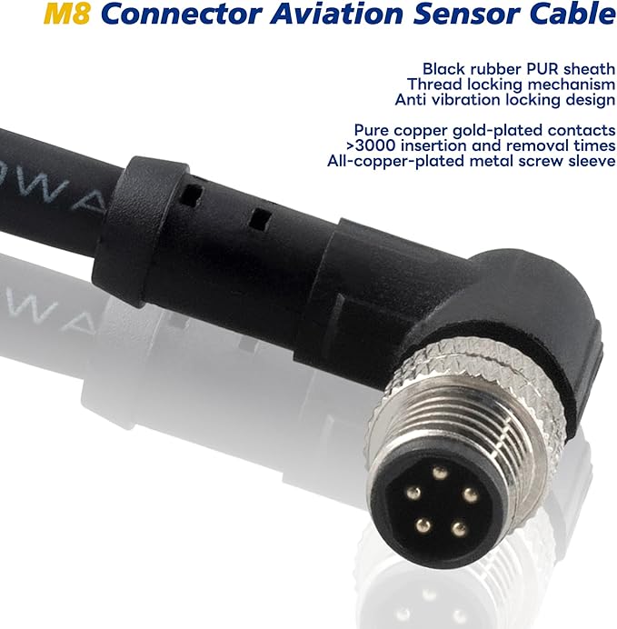 M8 Aviation Sensor Cable 5 Pin，Lonlonty M8 Industrial Sensor Connector Shielded - Image 5