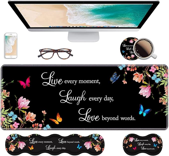 Ergonomic Keyboard Wrist Rest & Mouse Pad Wrist Rest Set, Large XXL Gaming Desk by Unknown