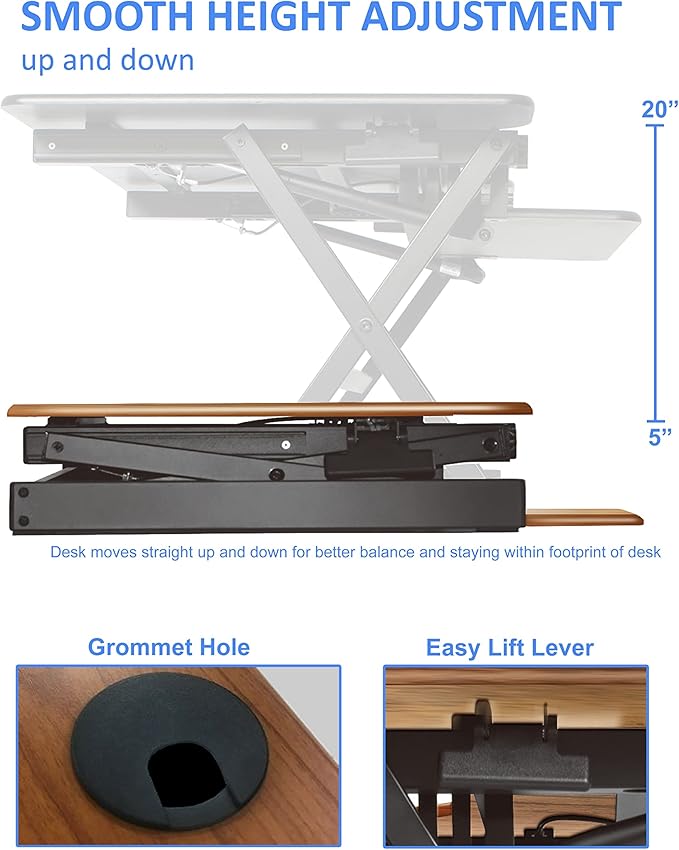 Rocelco 46" Large Height Adjustable Standing Desk Converter - Image 2