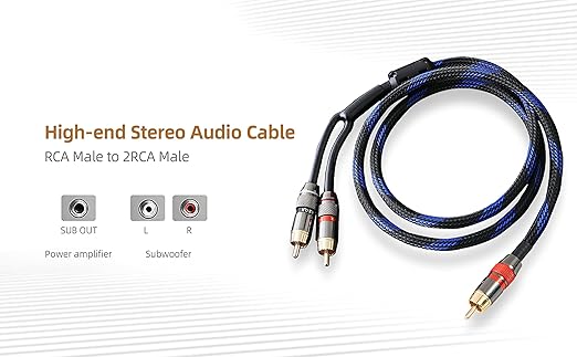 Diaianyfi Audiophile RCA to 2RCA Subwoofer Cable, 1 RCA Male to 2 RCA Male - Image 2