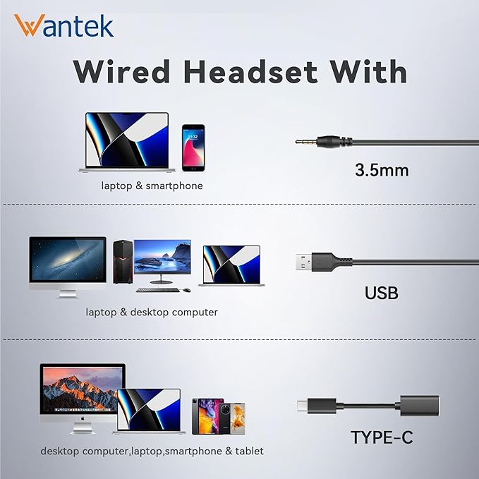 Wantek USB Headset with Microphone - Image 5