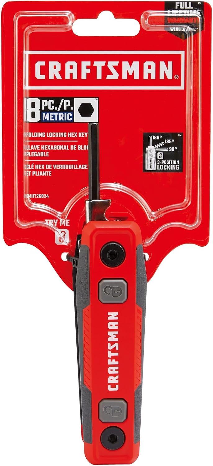 CRAFTSMAN Hex Key Set, MM, Folding Locking 8 Piece (CMHT26024)