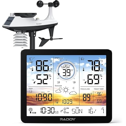Raddy AG7 Weather Station Wireless Indoor Outdoor Thermometer, 7.4'' Digital by Raddy