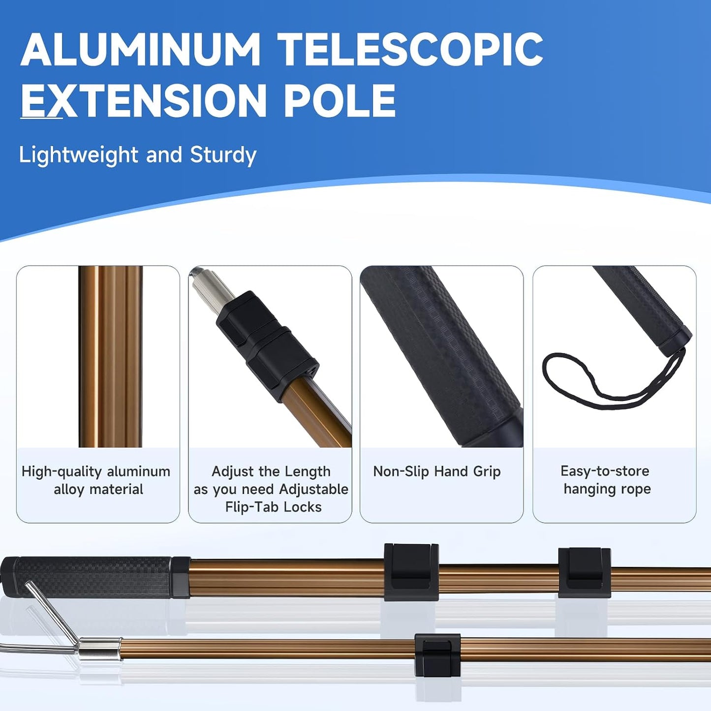 Attic Ladder Pull Down System- attic Pull Down Hook 20-40 InchesTelescoping Extension Rod with D-Ring & Mounting Screws - Replacement for Attic Pull Down Cord