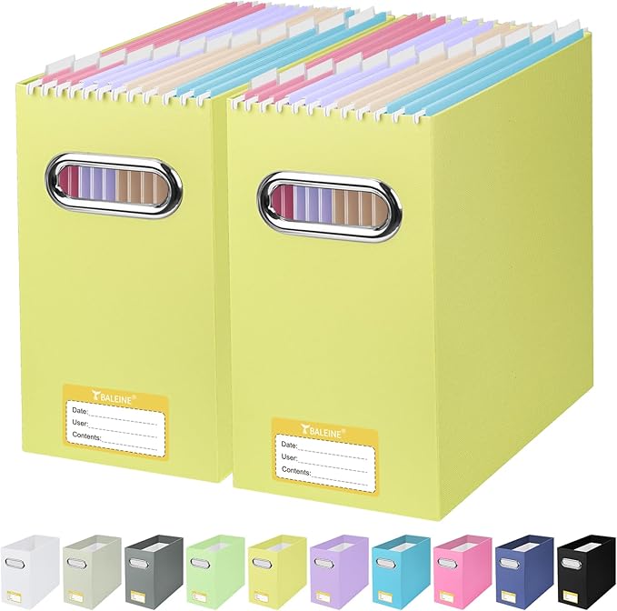 BALEINE File Organizer Box, Cardboard File Folder Organizer by BALEINE