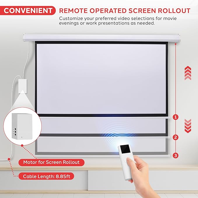 Pyle 72" Portable Motorized Matte White Projector Screen - Image 3
