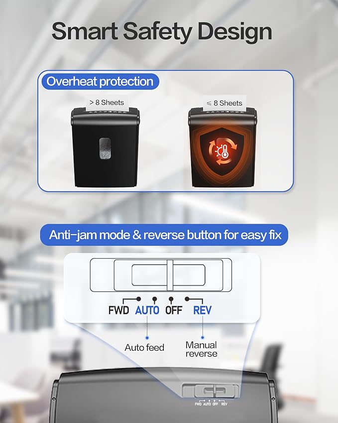 Locksworth 8-Sheet Micro-Cut Paper Shredder, P4 High Security, 4 Gallon Bin - Image 5