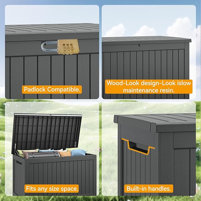 NUNU LAB 270 Gallon Large Resin Deck Box, Waterproof Outdoor Storage Box - Image 5
