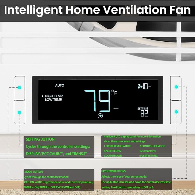 Qnemaei 8" Through Wall Fan 305 CFM, Room to Room Air Transfer Fan, Reversible - Image 8