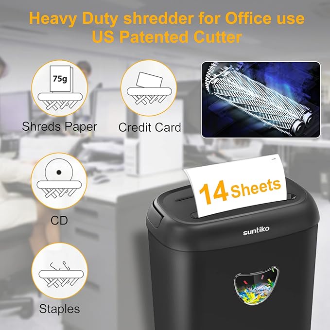 Suntiko 14 Sheet Cross Cut Paper Shredder - Image 2