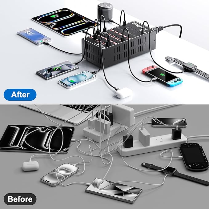 300W USB Charging Station, 60 Port USB C Charger Block, USB Charger hub - Image 9