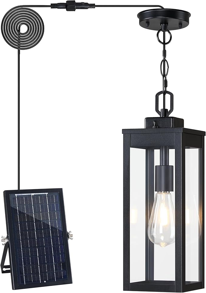 15'' Large Solar Pendant Light Outdoor, Modern Outside Chandelier Outdoor by MYHXQ