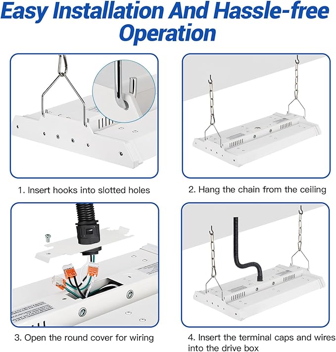 JTT LED Linear High Bay Light, 5000K Daylight 150W 21000LM 1.35FT Shop Light - Image 4
