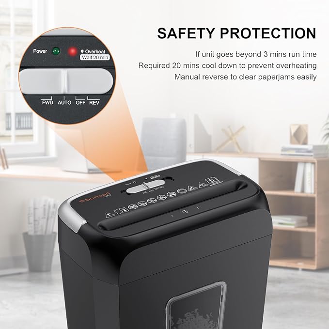 Bonsaii Paper Shredder for Home Use, 3.4 Gal Wastebasket, 6 Sheet Crosscut - Image 5