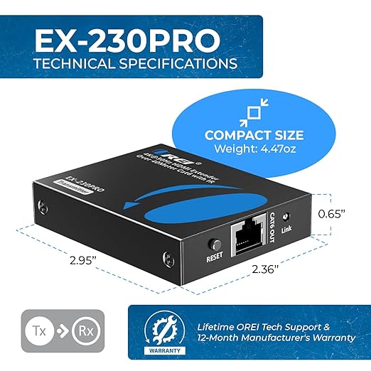 OREI HDMI Over Ethernet Extender Over Single CAT6/7 Ethernet Cable 4K@30Hz Up - Image 5