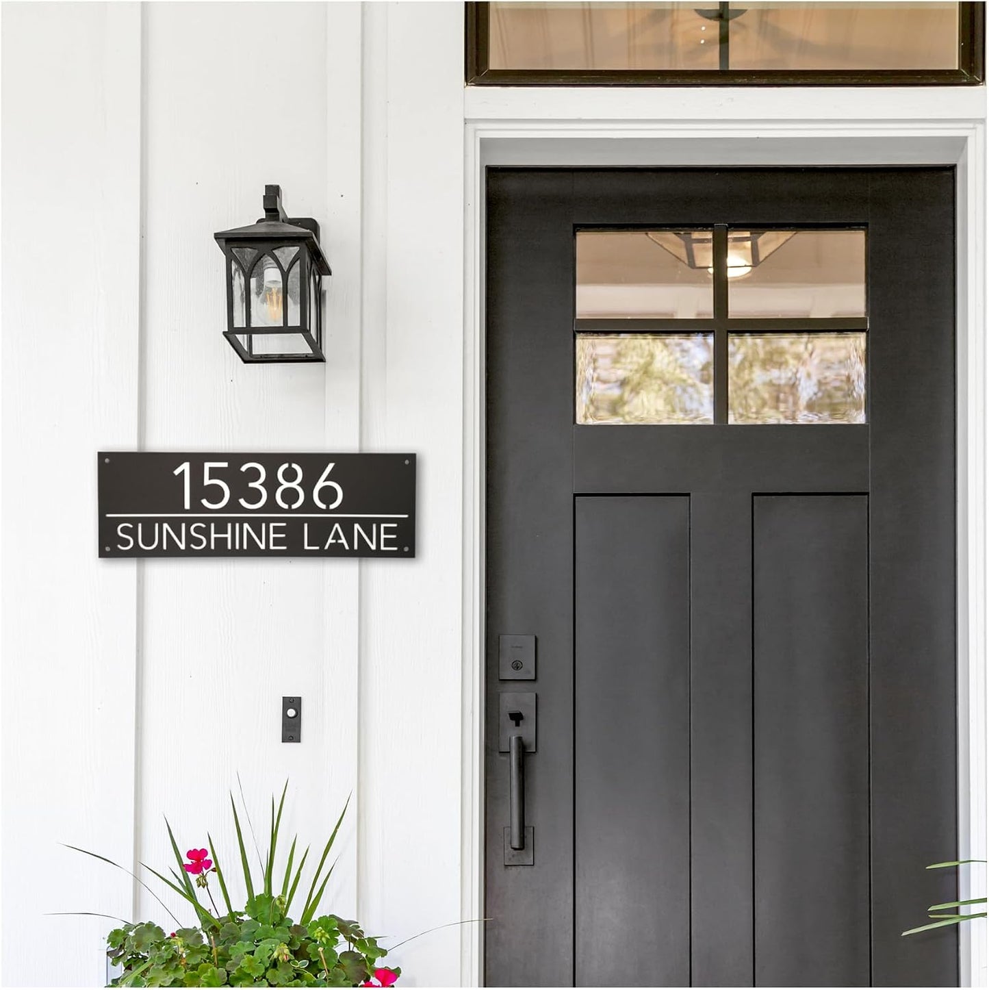 Made in Minnesota – Customized Address Sign 18x6 - Black or White – Made in USA - House Numbers for Outside Modern Address Plaque Street Name Sign (Black 18x6)