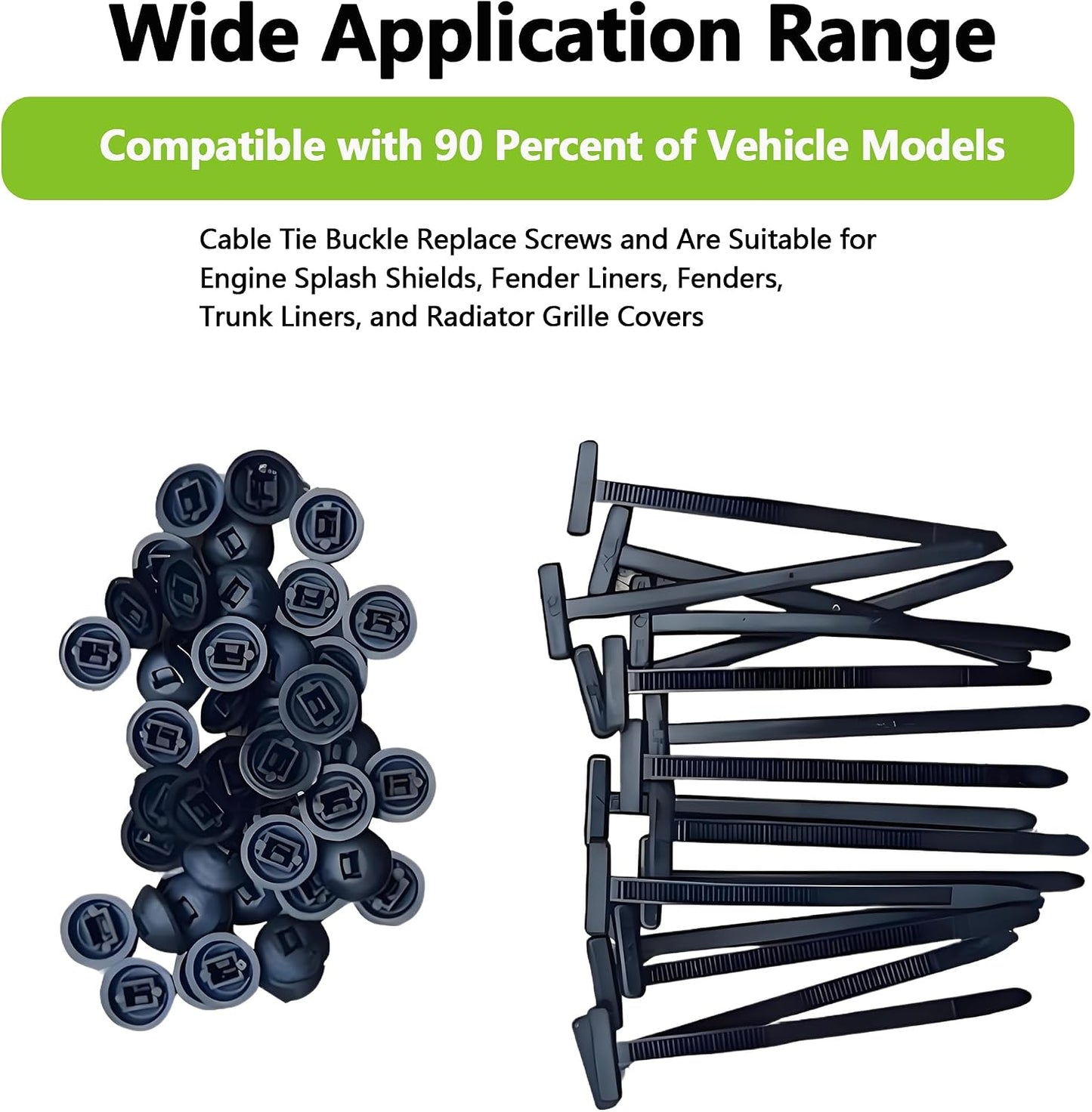 300 Pcs Nylon Universal Cable Tie Buckle, Car Strap Style Zip Ties, Push Mount Cable Zip Tie, Multifunctional Snap Fit Nylon Clips for Car Fender Bumper Trunk Home Use
